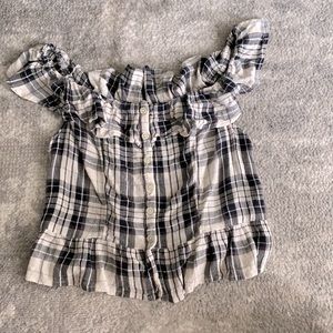 Off the shoulder plaid top